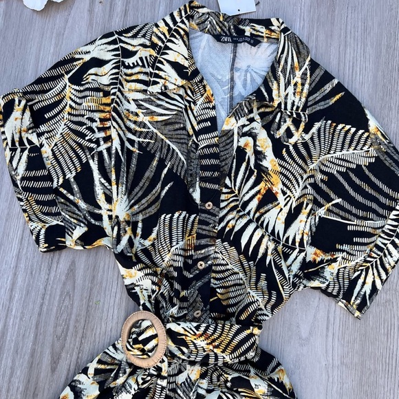 Size Medium | Zara | 100% Cotton Belted Shirt Dress - Picture 6 of 10